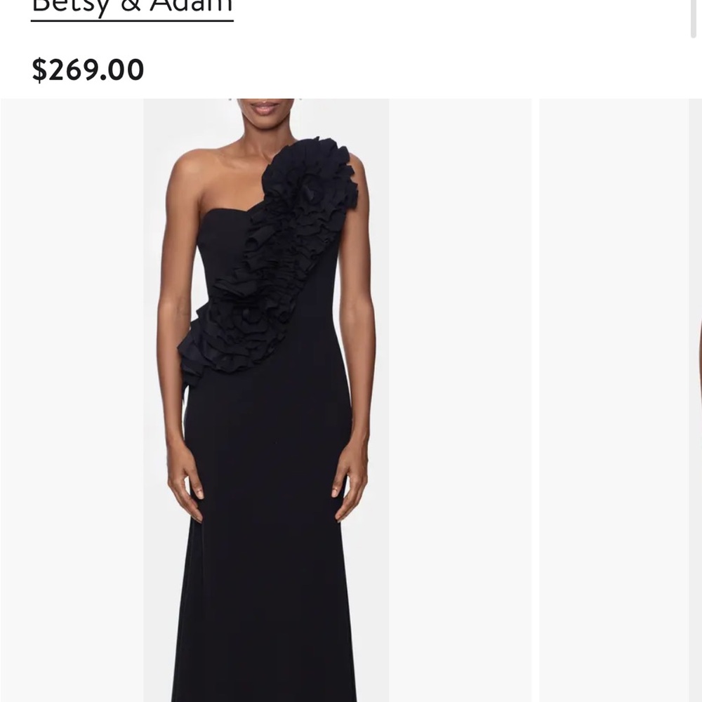 Betsy & Adam Women's Black One-Shoulder Dress